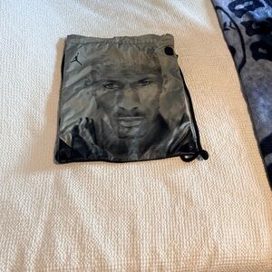 Jordan Gray Drawstring Gym Sack with Michael Jordan Face Graphic